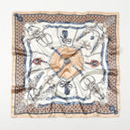 Leopard Print Square Scarf Satin Silk - Piña Colada