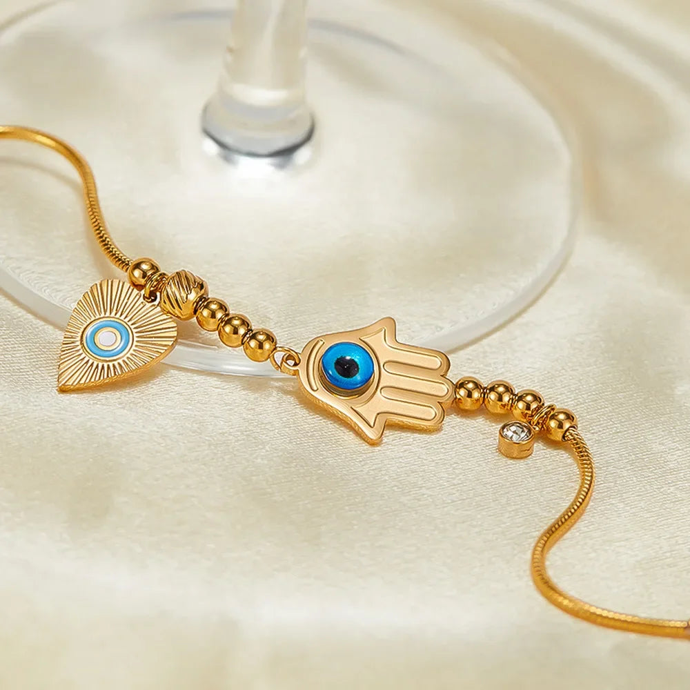 316L Stainless Steel Fatima's Blue Eye Charm - Piña Colada