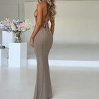 Backless Hollow-Out Knit Cover-Up Dress – Beach Vacation Style - Piña Colada