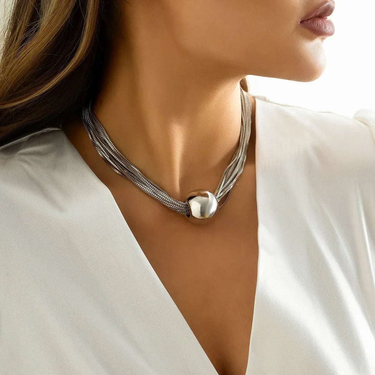Multilayer Chain Clavicle Necklace - Piña Colada