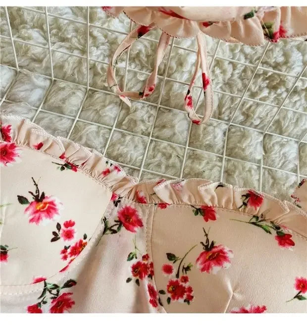 Floral Print Chiffon Top High Waist - Piña Colada
