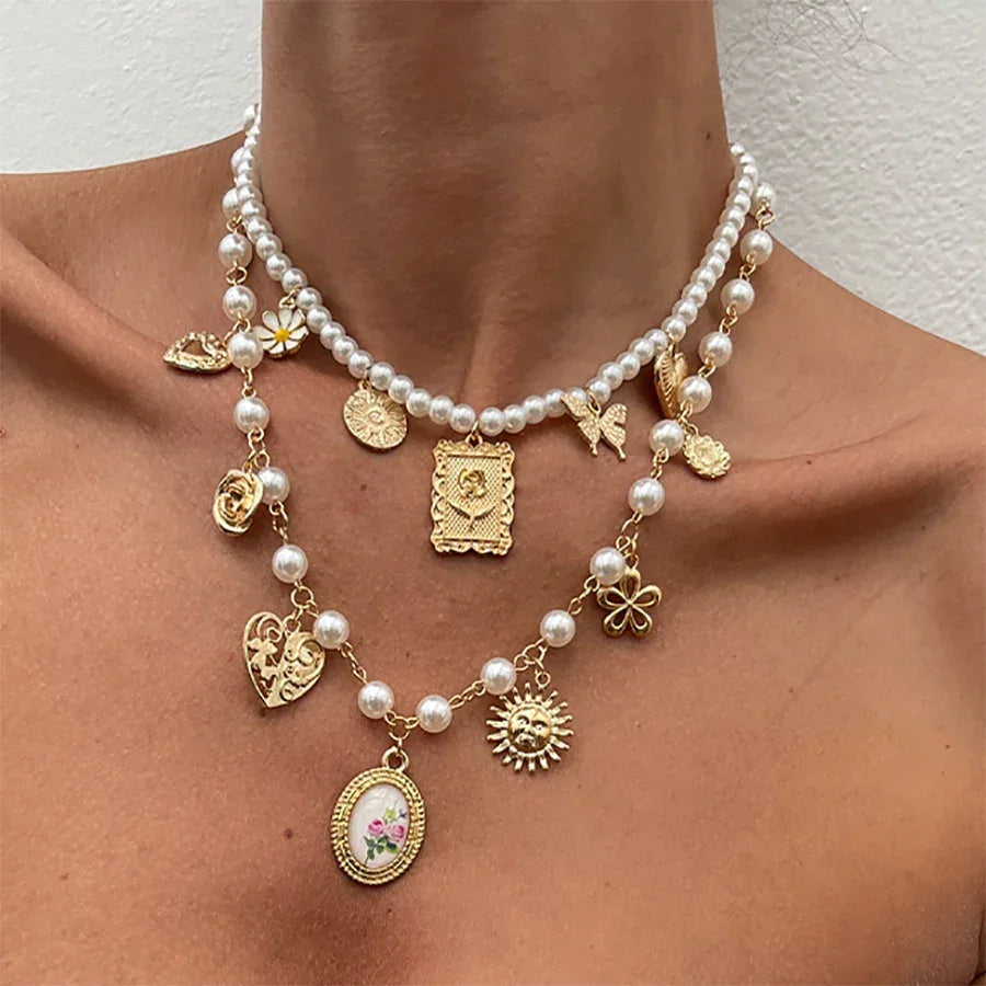 2Pcs/Set Butterfly Sunflower Necklace - Piña Colada