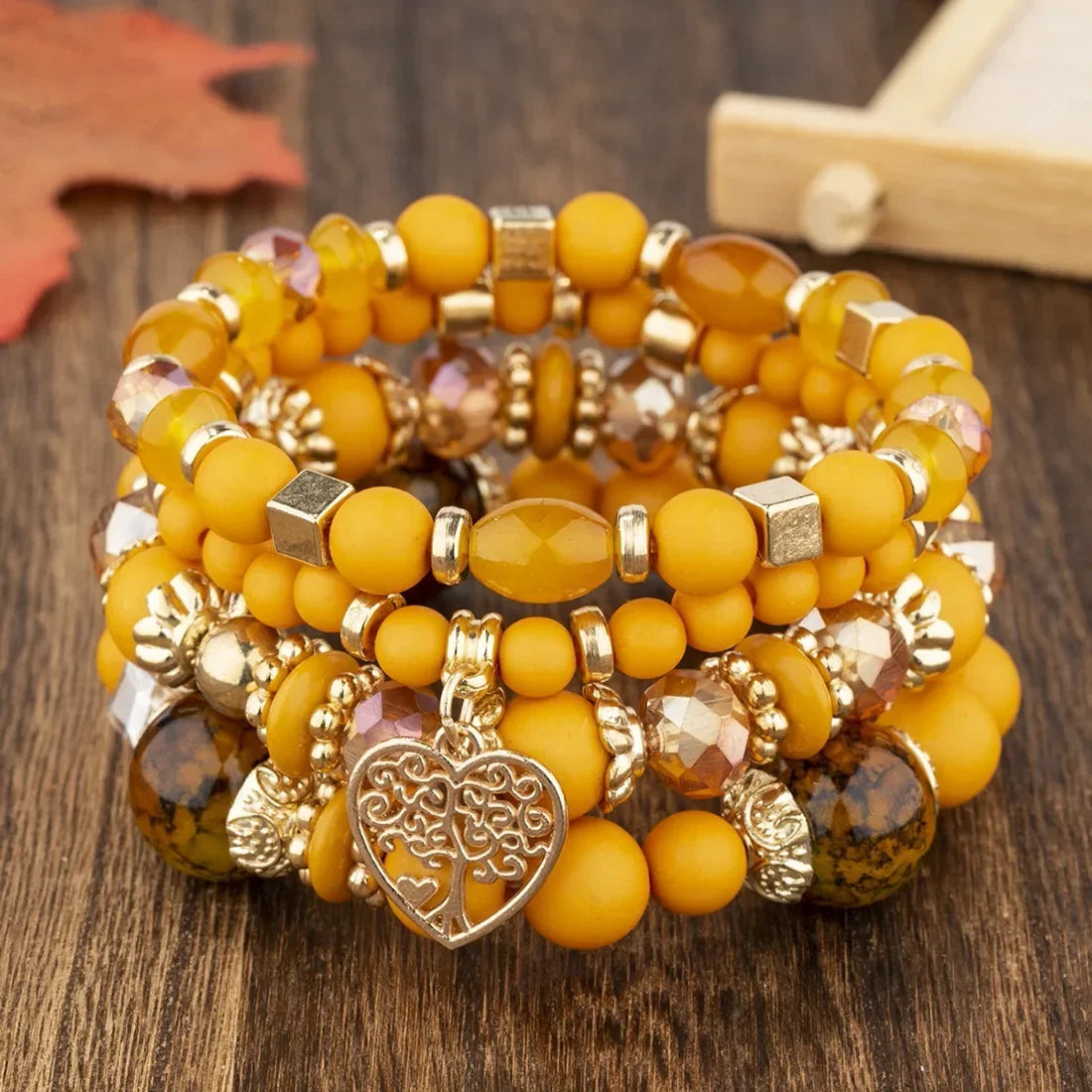 Boho Acrylic Beads Bracelet Set - Piña Colada