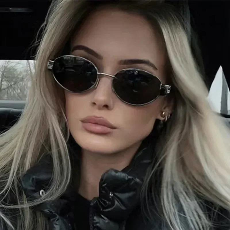 Sunglasses Advanced Metal Sunglasses Fashion Oval - Piña Colada