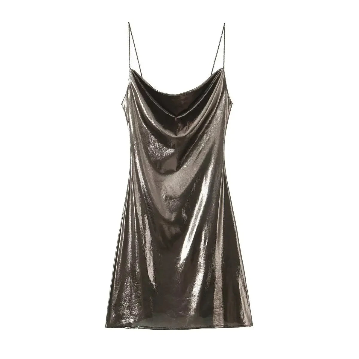 Mini Dress Women Metallic Draped - Piña Colada