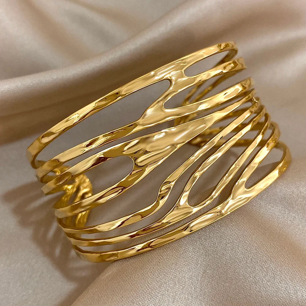 Geometric Hollow Cuff Bracelet - Piña Colada