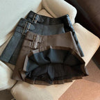 Leather Mini Skirts High Waist Pleated - Piña Colada