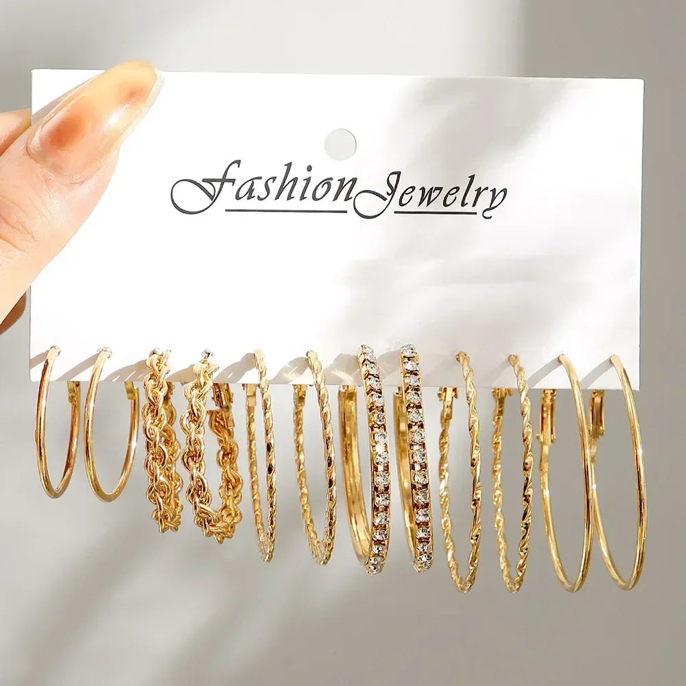 Pearl Hoop Earrings Set - Piña Colada