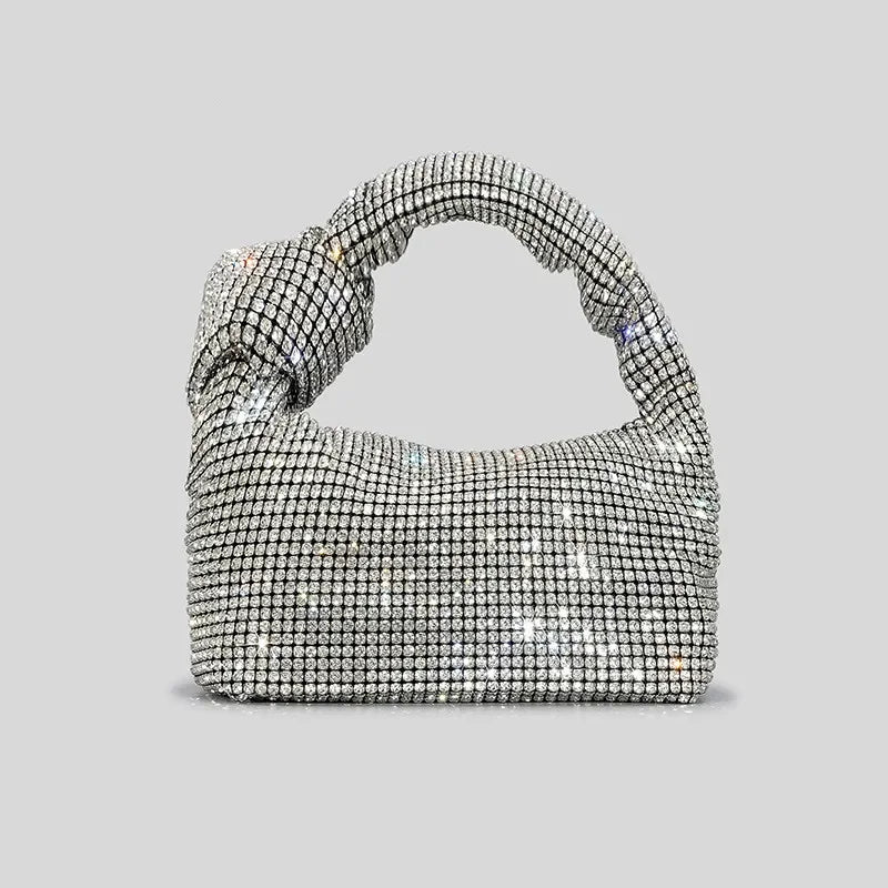 Luxury Rhinestone Knot Handle Evening Bag - Piña Colada