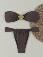 Flower Strapless Bikini Set - Piña Colada