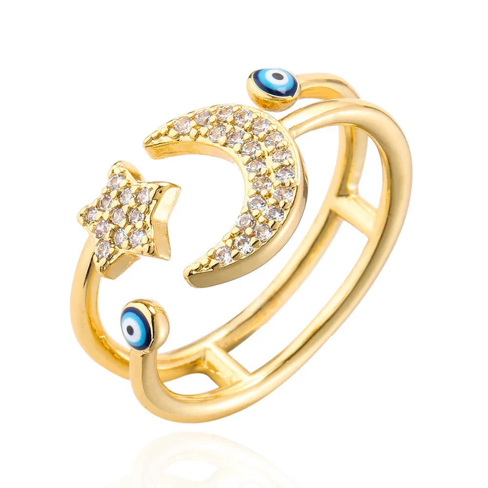 Hollowed out Evil Eye Ring - Piña Colada