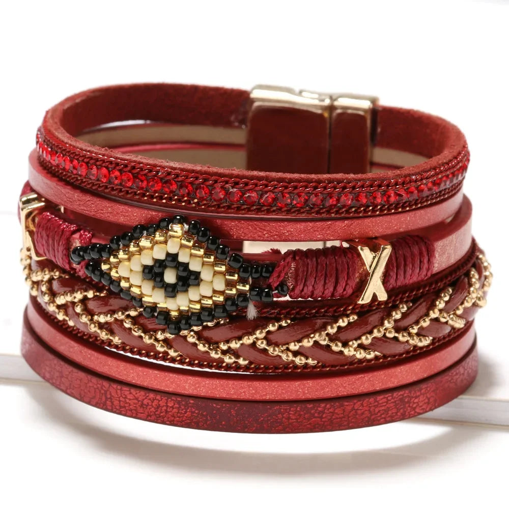 Handwoven Leather Bracelet - Piña Colada