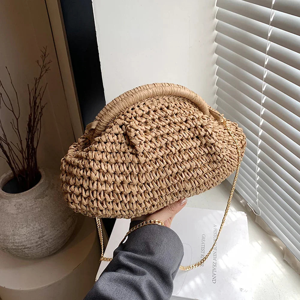 Straw Woven Bag Chain Strap - Piña Colada