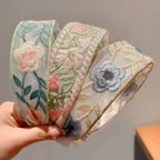 Embroidered Flower Headband - Piña Colada