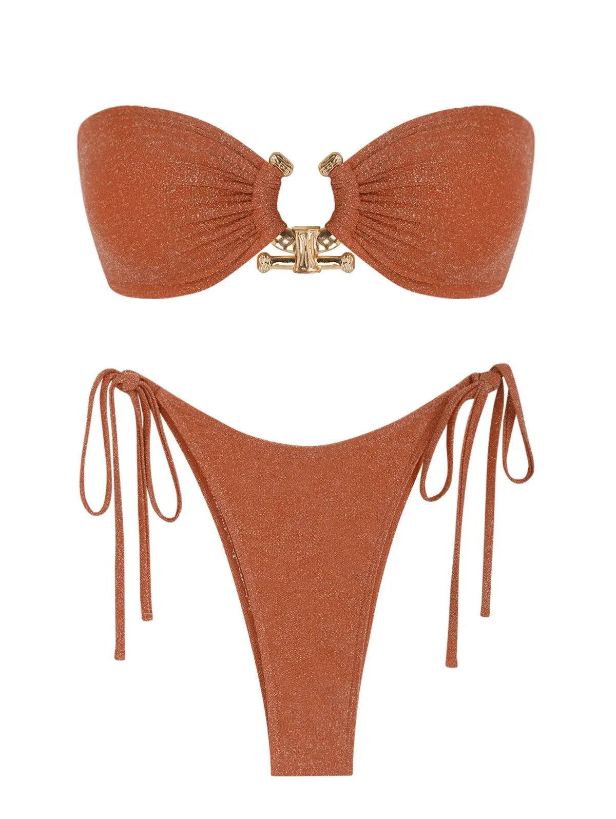 Solid Ring Detail Bikini Set - Piña Colada