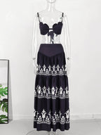 Hand-Painted Oversized 2-Piece Set – Backless Crop Top & Flowing Skirt - Piña Colada
