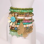 Statement Boho Beads Bracelet with Flower - Piña Colada