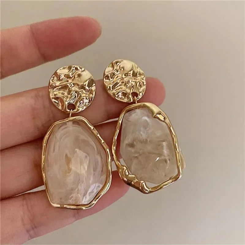 Geometry Irregularity Resin Stud Earrings - Piña Colada