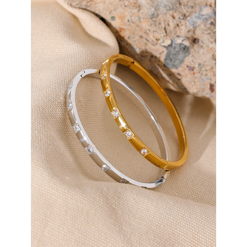 Zirconia Stainless Steel Wrist Bangle