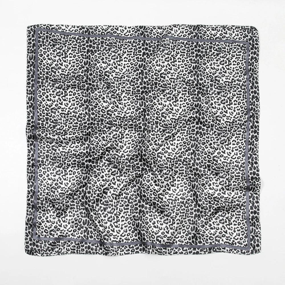 Leopard Print Square Scarf Satin Silk - Piña Colada