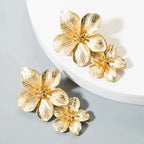 Metal Leaf Stud Earrings - Piña Colada