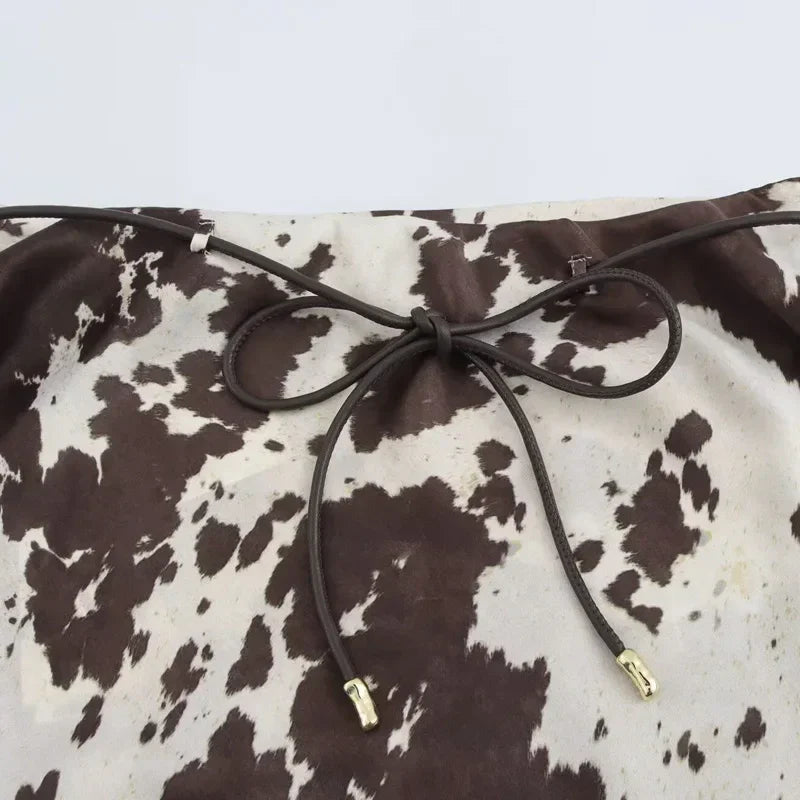 Satin Long Skirts Animal Print - Piña Colada