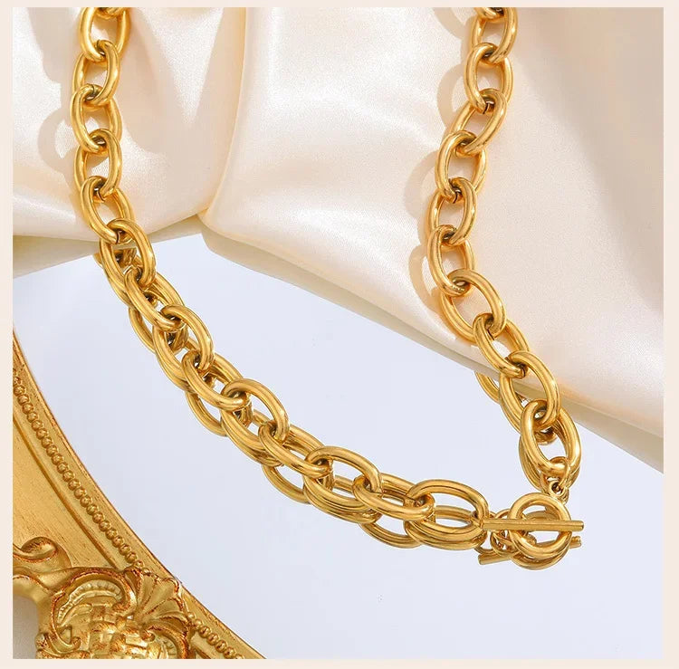 18K Gold Plated Chunky Toggle Necklace - Piña Colada