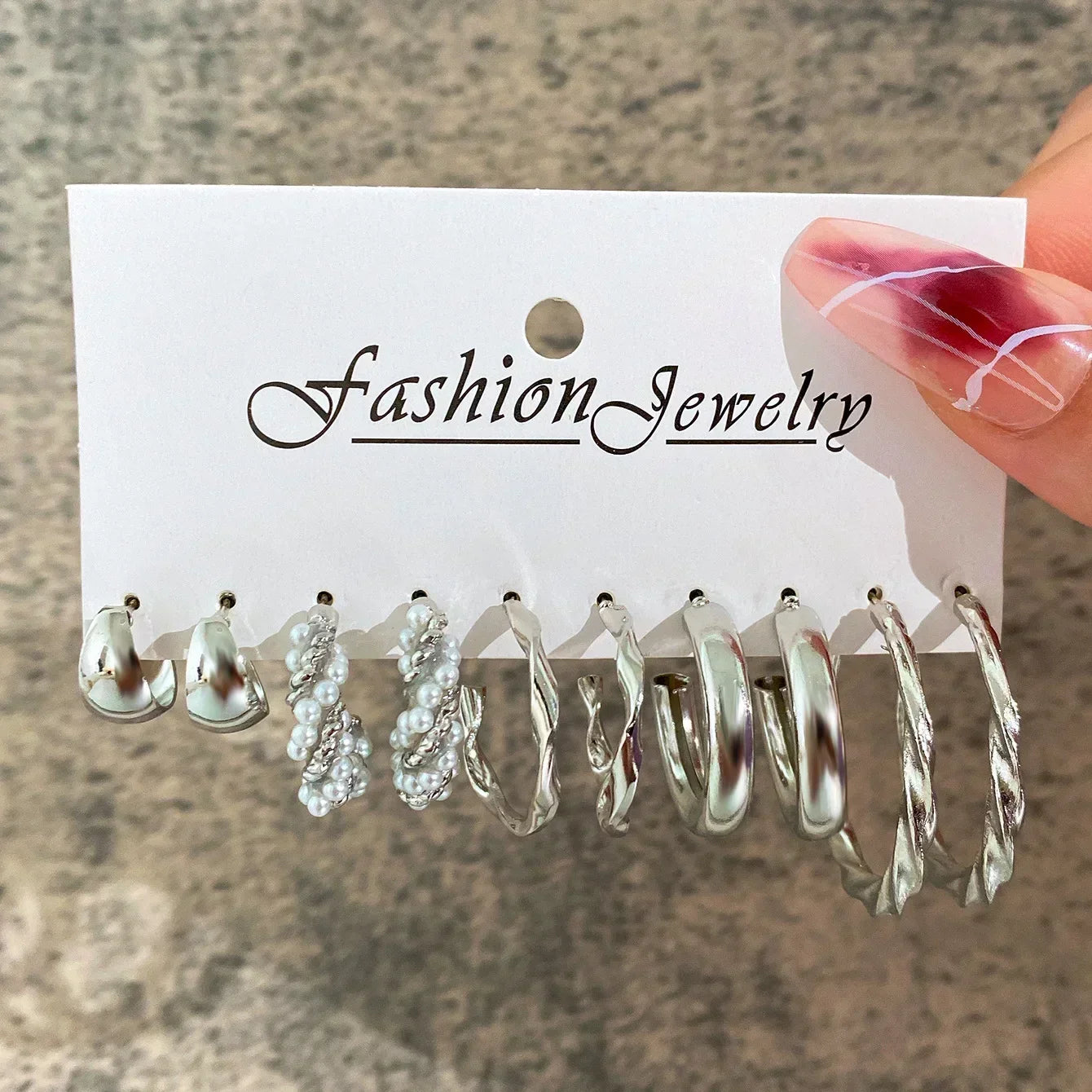 Pearl Hoop Earrings Set - Piña Colada