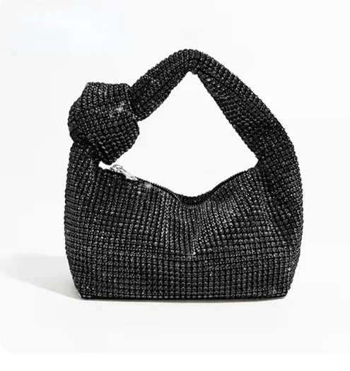 Luxury Rhinestone Knot Handle Evening Bag - Piña Colada