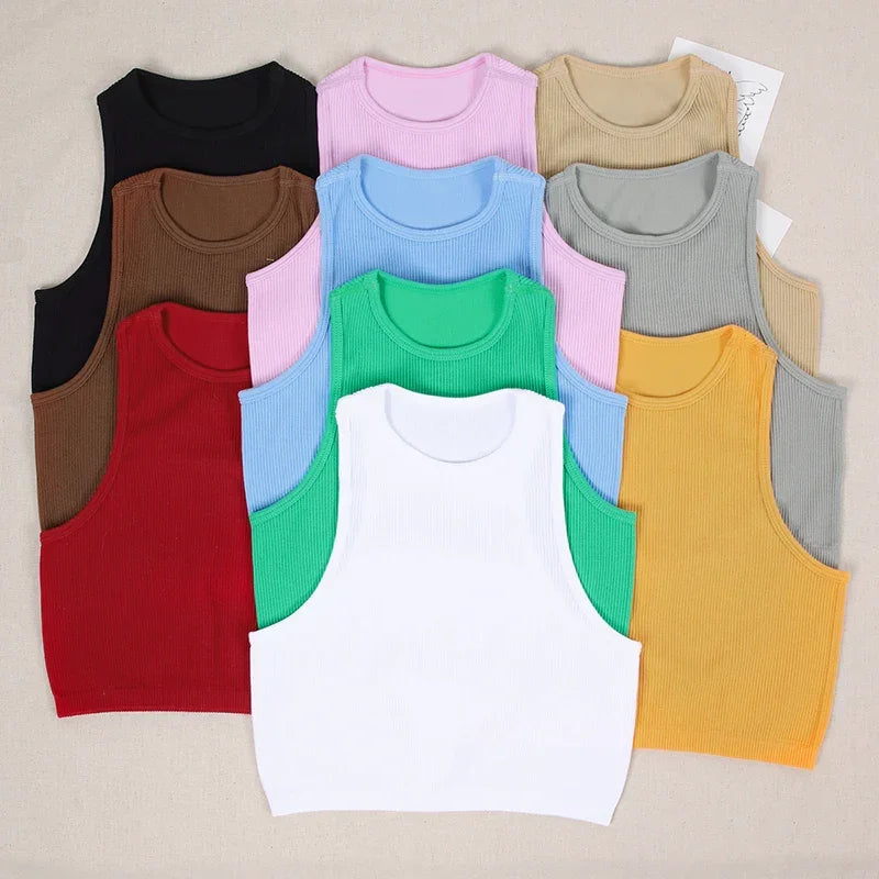 Striped Stretch Knit Tank Top - Piña Colada