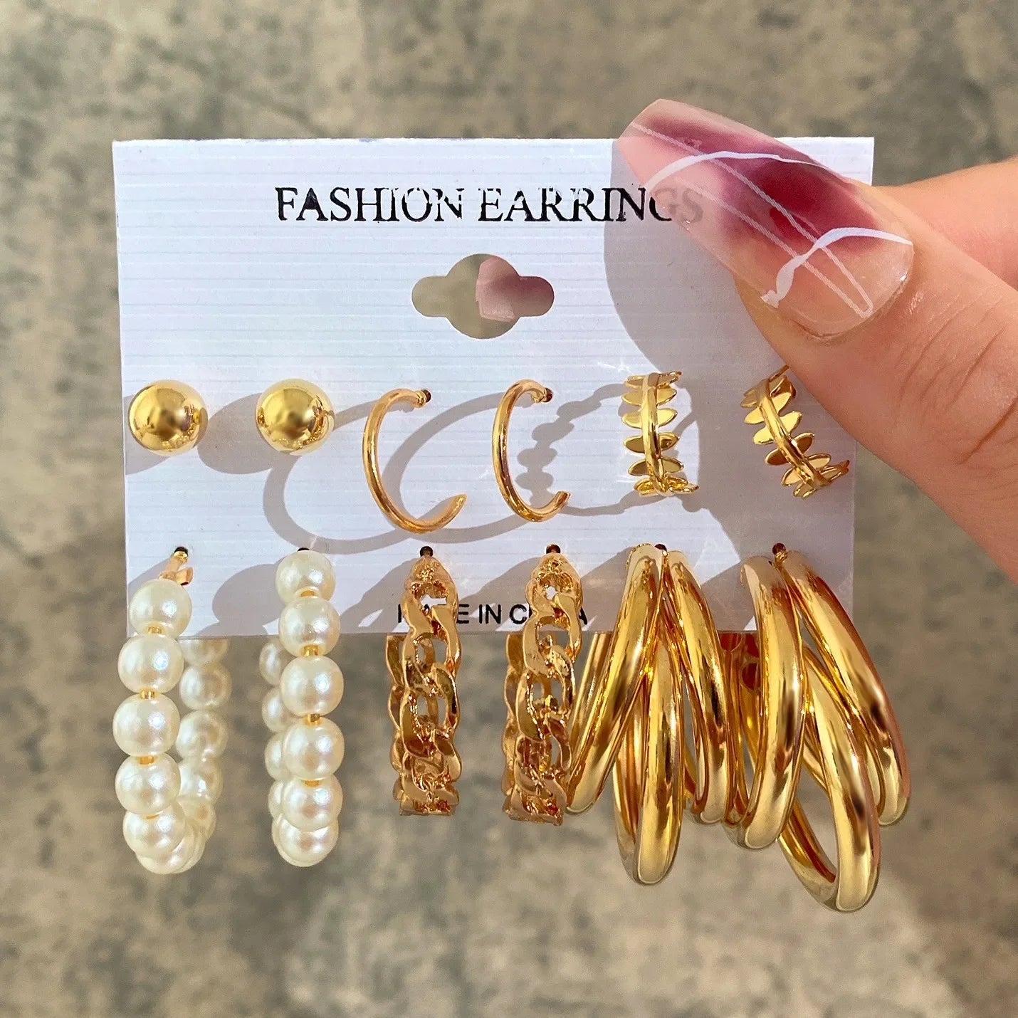 Vintage Pearl Circle Hoop Earring - Piña Colada