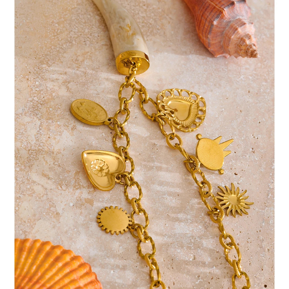 Gold Heart Resin Pendant Necklace