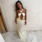 Halter Bodysuit & Maxi Skirt Set - Piña Colada