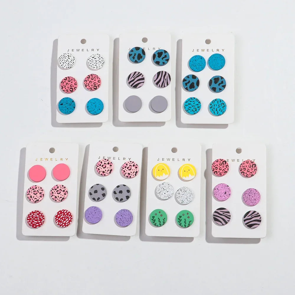 3Pairs/set Colorful Acrylic Earrings - Piña Colada