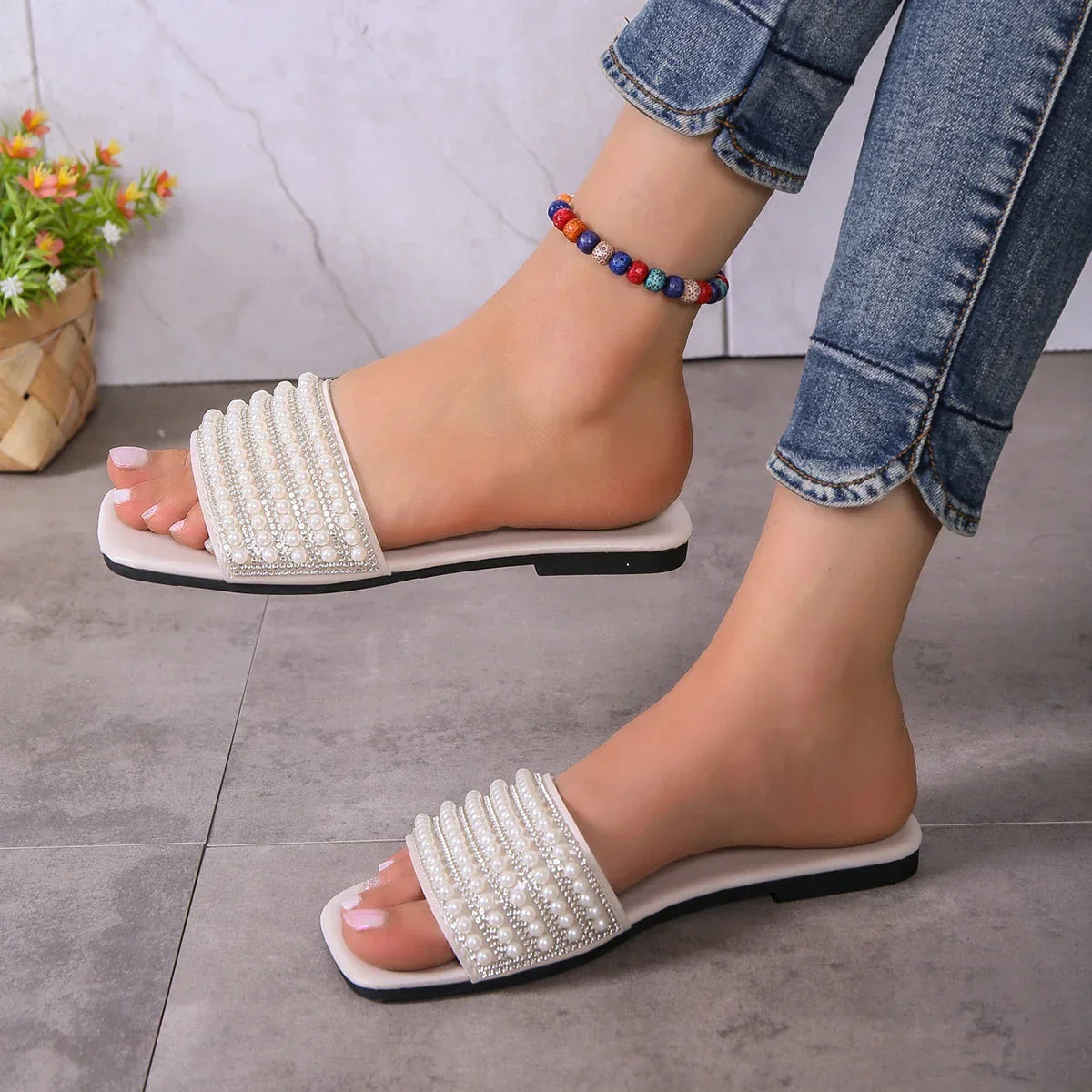 Minimalist Gladiator Flat Sandals - Piña Colada