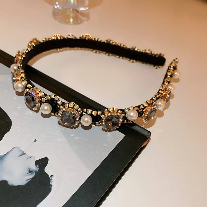 Pearl & Rhinestone Headband - Piña Colada