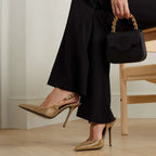 Satin Slingback Heels – Elegant 9.6cm Pointed Toe Pumps - Piña Colada