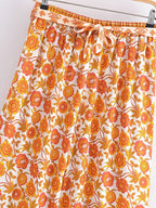 Floral Print Bohemian Wide Leg Pant - Piña Colada