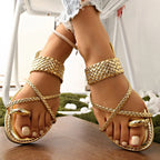 Elegant Flat Gladiator Sandals - Piña Colada