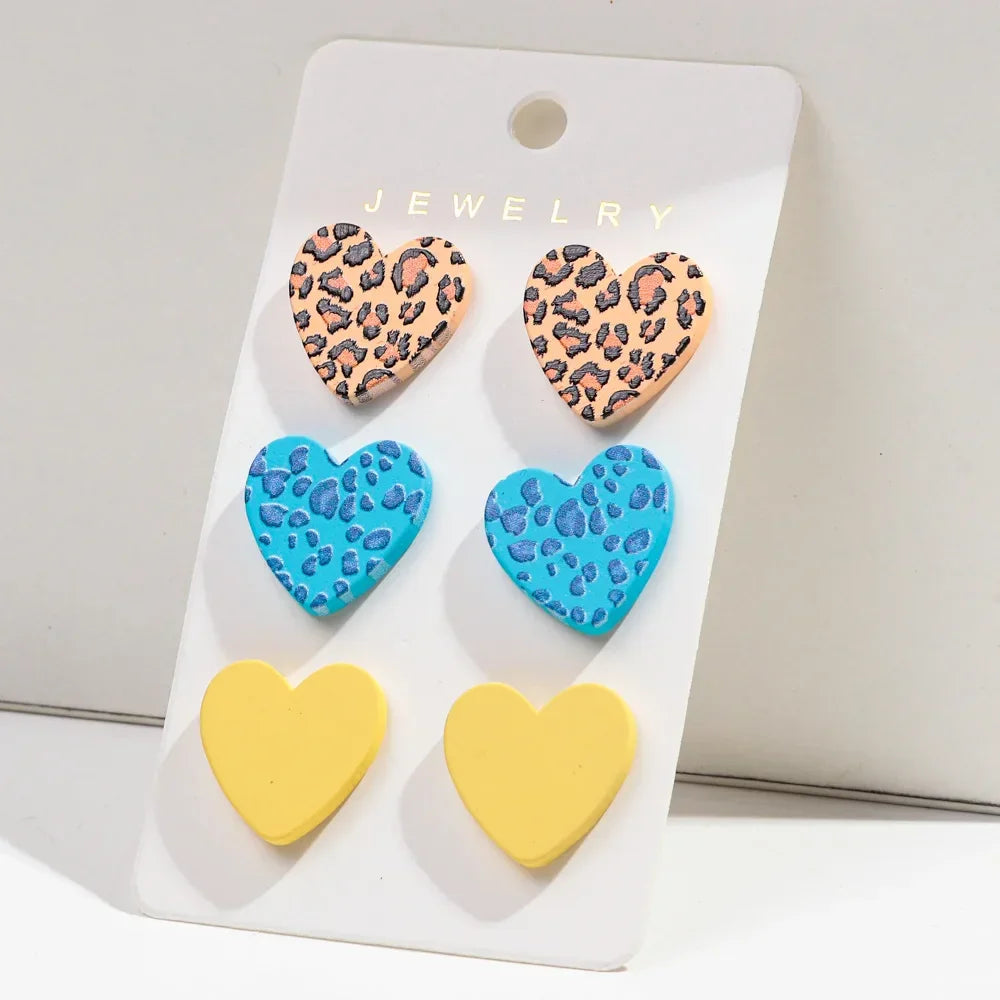 3Pairs/set Colorful Acrylic Earrings - Piña Colada