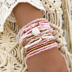 Bohemian Colorful Beaded Bracelets Set - Piña Colada