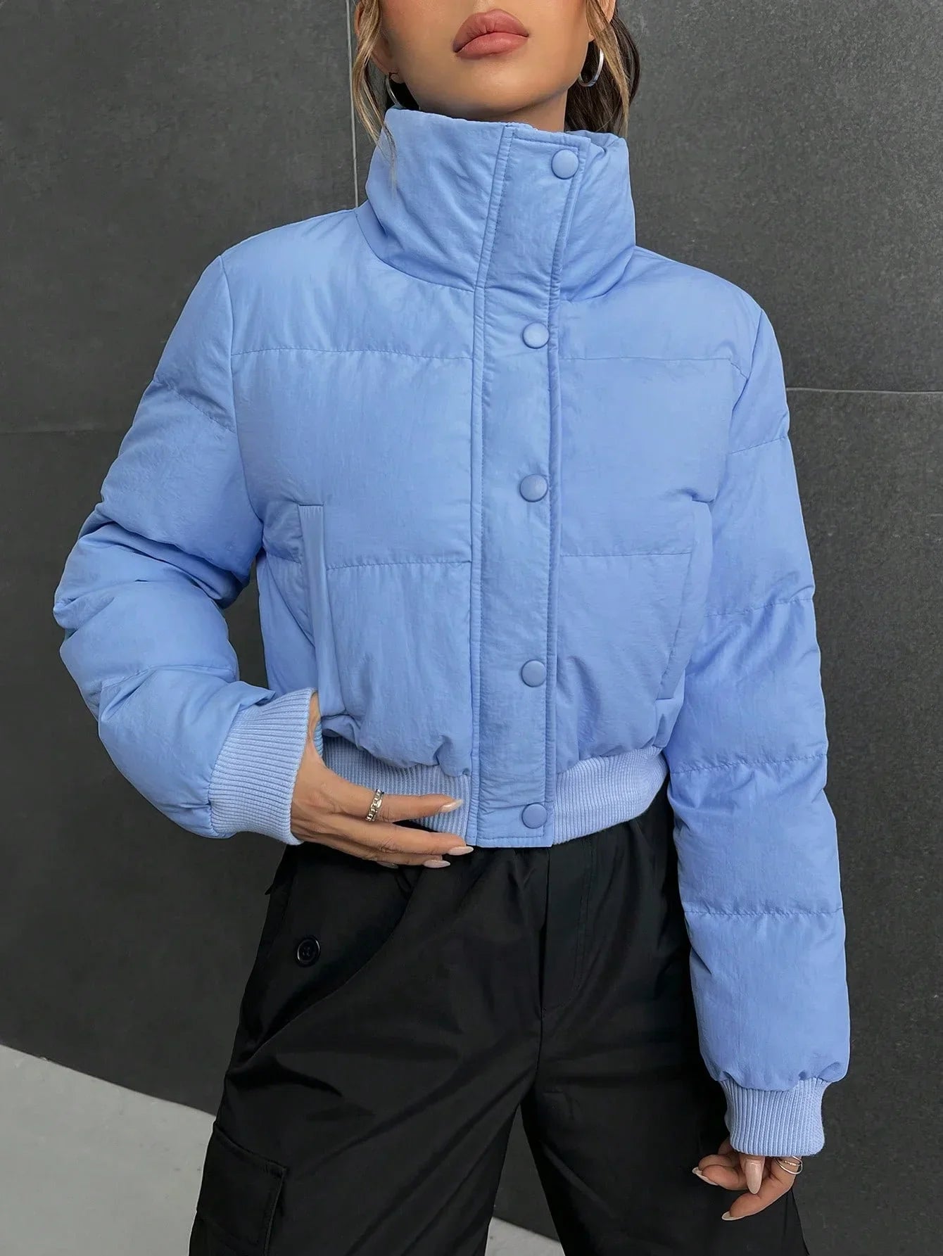 Zipper Cotton-Padded Jacket - Piña Colada