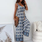 Elegan V-neck High Waist Jumpsuit - Piña Colada