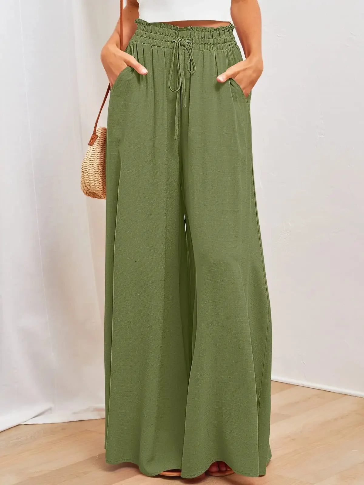 Loose Casual Wide Leg Pants - Piña Colada