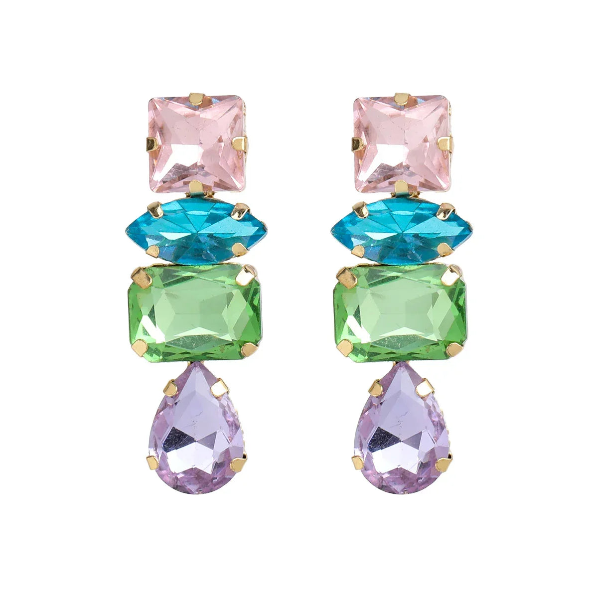 Rhinestone Water Drop Dangle Earrings - Piña Colada