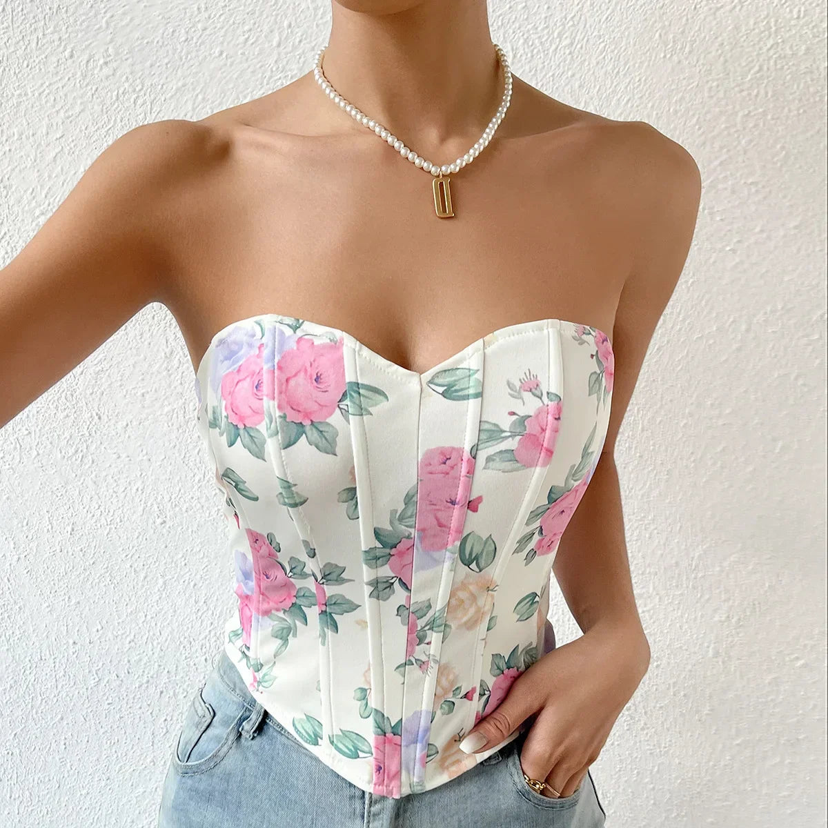 Off Shoulder Tank Top Low Cut Open Back - Piña Colada