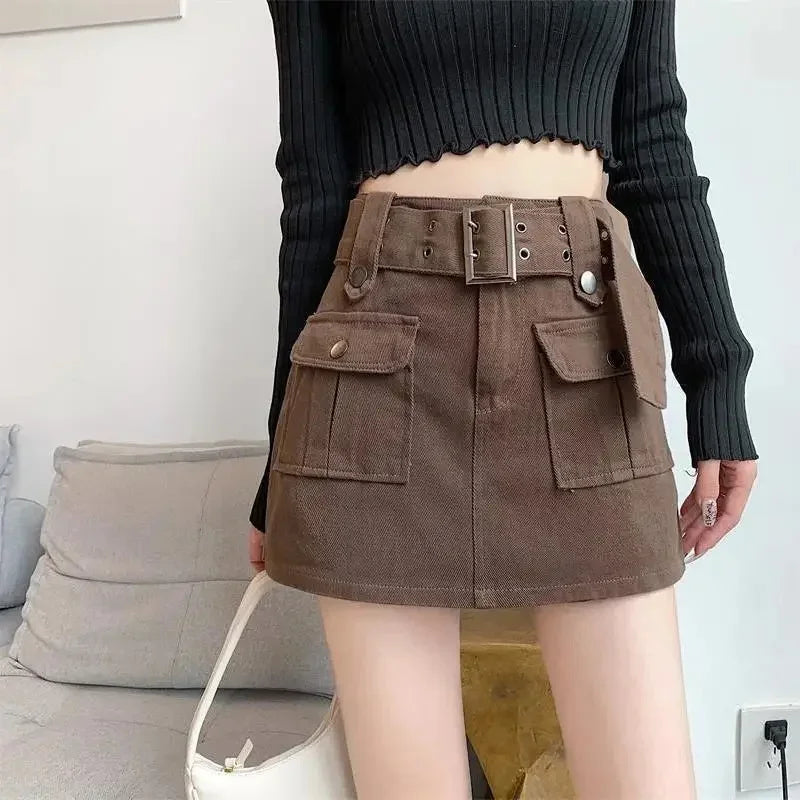 High-Waist A-Line Denim Skirt – Summer Essential - Piña Colada