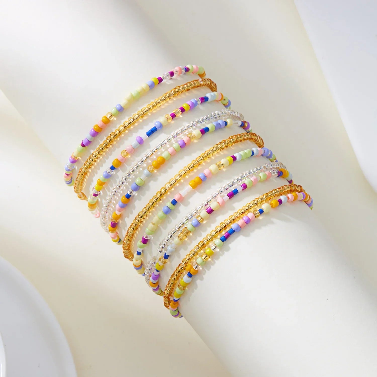 Bohemian Colorful Beaded Bracelets Set - Piña Colada