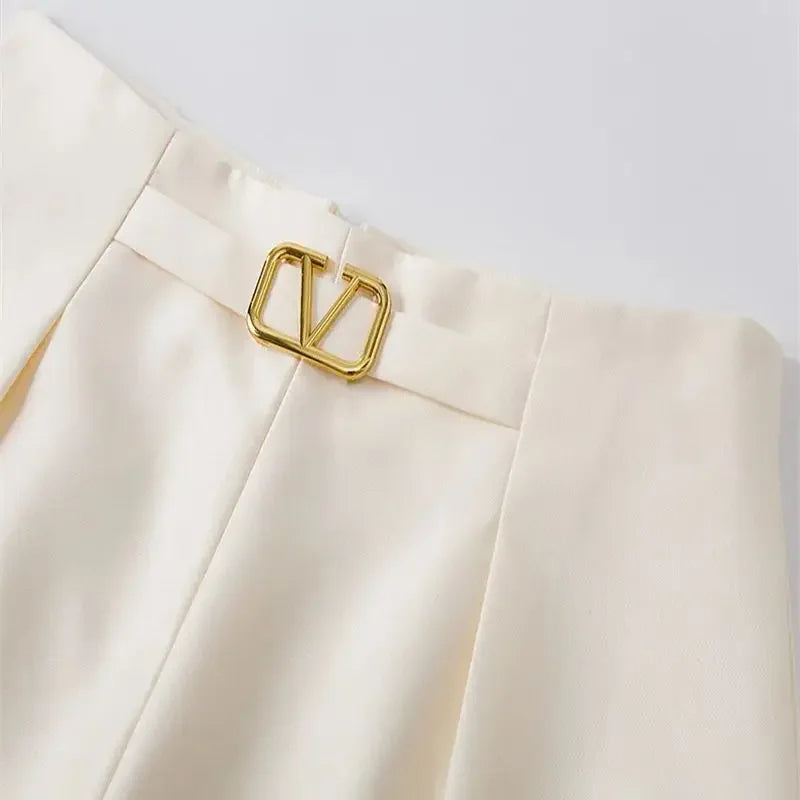 Casual Suit Shorts Wide Legs - Piña Colada