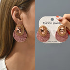 Vintage Rhinestone Round Drop Earrings - Piña Colada